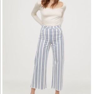 H&M striped wide leg jeans
